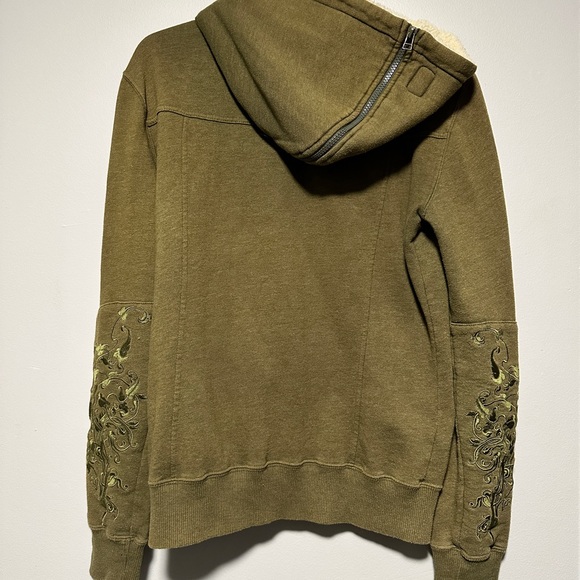 Vintage Y2K Fox Olive Green Zip-Up Hoodie - Picture 2 of 6